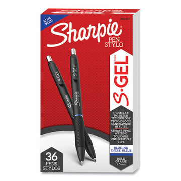 Sharpie® S-Gel™ S-gel High-performance Gel Pen, Retractable, Bold 1 Mm, Blue Ink, Black Barrel, 36-pack freeshipping - TVN Wholesale